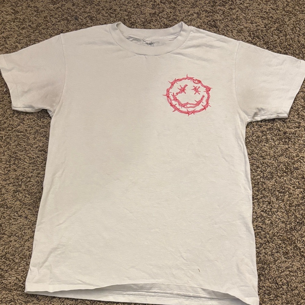 Fashion Nova White Tee with Pink Smile Graphic